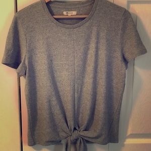 Madewell grey texture & thread tie-front top